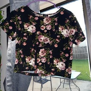 Black and Pink Floral Crop Top
